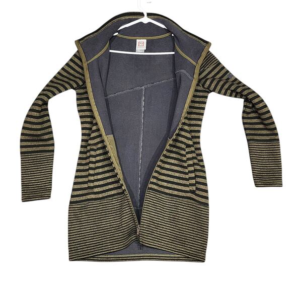 Avalanche Knit Sweater Jacket Cardigan Full Zip Fleece Lined Green Black Small - Picture 3 of 11